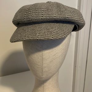 Ladies hat, pageboy grey herringbone